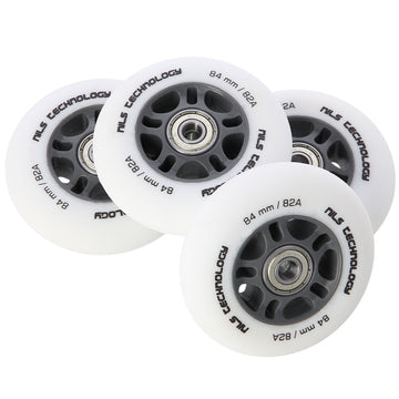 PU 84x24 82A White Wheels & ABEC-9 Bearings Set