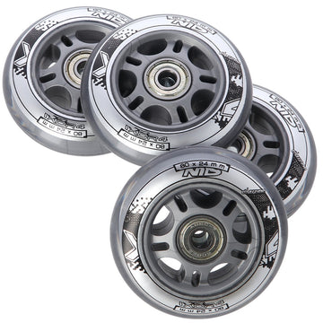 Roller Skate Wheels 80x24mm, Clear, ABEC-7 Bearings Set