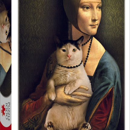 1000-Piece Puzzle of Lady with Cat for Adults and Kids