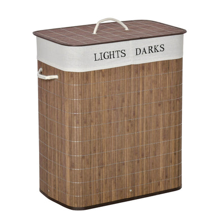 100L laundry basket - bamboo, cotton, 3 handles, washable