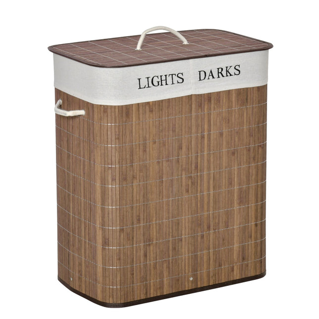 100L laundry basket - bamboo, cotton, 3 handles, washable