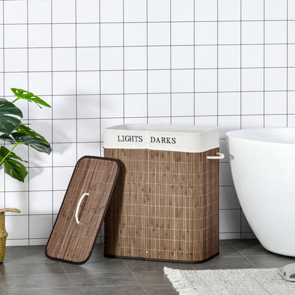 100L laundry basket - bamboo, cotton, 3 handles, washable