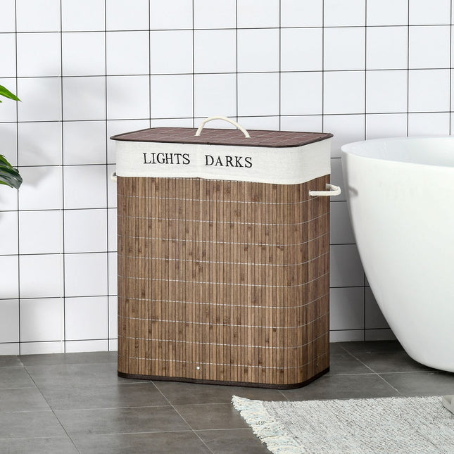 100L laundry basket - bamboo, cotton, 3 handles, washable