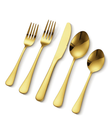 100-Piece Gold Stainless Steel Flatware Set for 20, Dishwasher Safe