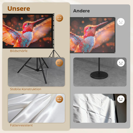 100" Projector Screen with Stand, 4K/8K, 16:9 Ratio
