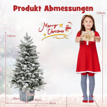 100cm artificial Christmas tree flocked fir tree with 80 multi-colored LED lights