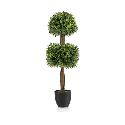 100 cm high artificial boxwood with 2 spherical leaf sections & cement-filled plastic pot
