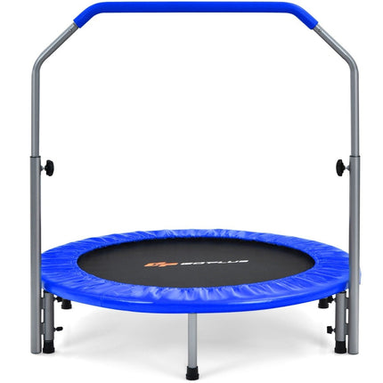 Ø101 cm folding mini trampoline fitness trampoline with height-adjustable handle blue + black
