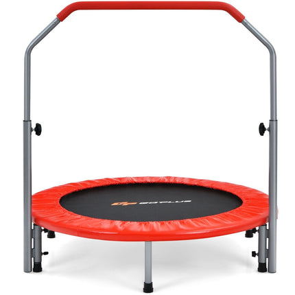 Ø101 cm folding mini trampoline with height-adjustable handle fitness trampoline red