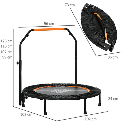 Fitness trampoline with adjustable handle - 102 cm, 100 kg limit