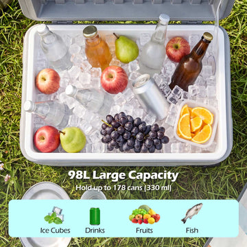 103 Quart Portable Ice Cooler with Wheels and Handles