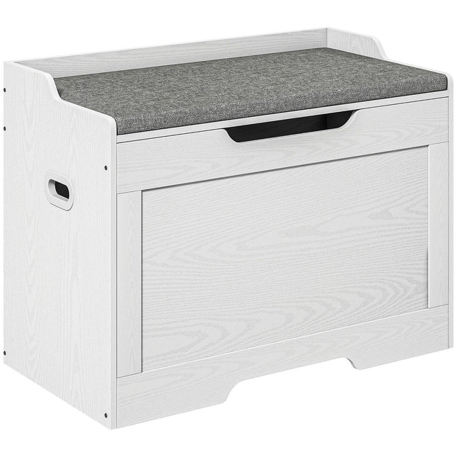 White 103L storage chest with lid and removable cushion