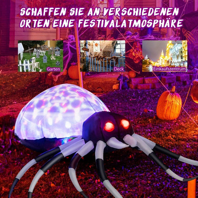 105 cm wide inflatable Halloween spider with multi-colored lights and blower