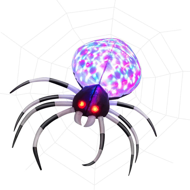 105 cm wide inflatable Halloween spider with multi-colored lights and blower
