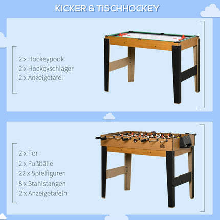 4-in-1 game table: Table tennis, Football, Billiards, Hockey, 107 cm