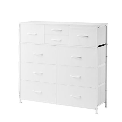 10-Drawer Fabric Dresser, Steel Frame, White