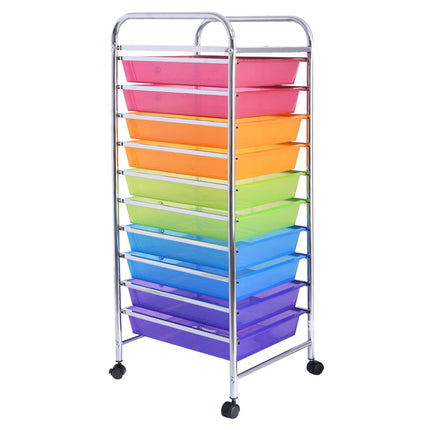 10-Drawer Rolling Cart with Chrome Frame