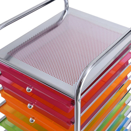 10-Drawer Rolling Cart with Chrome Frame