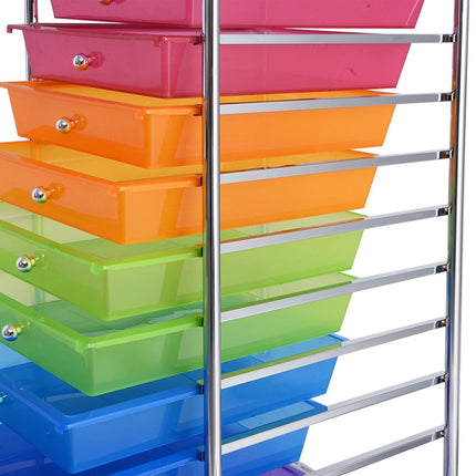 10-Drawer Rolling Cart with Chrome Frame