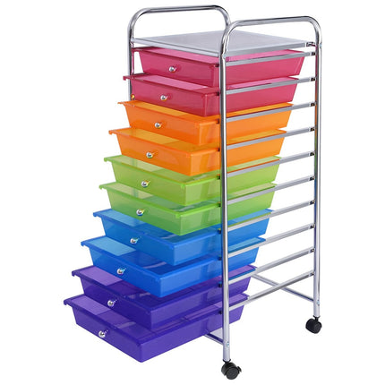 10-Drawer Rolling Cart with Chrome Frame