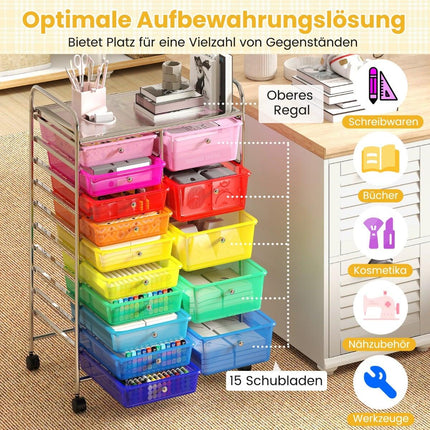 10-Drawer Rolling Cart with Locking Wheels, Metal Frame