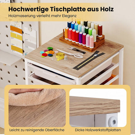 10-Drawer Rolling Storage Cart with Wooden Top & Wheels