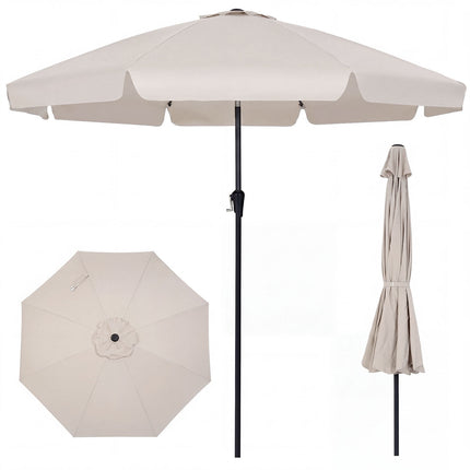 10 FT Beige Patio Umbrella, Scalloped Edge, Tilt Function