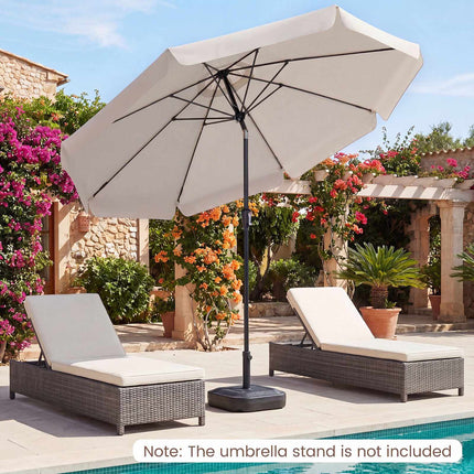 10 FT Beige Patio Umbrella, Scalloped Edge, Tilt Function