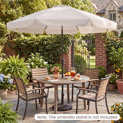 10 FT Beige Patio Umbrella, Scalloped Edge, Tilt Function