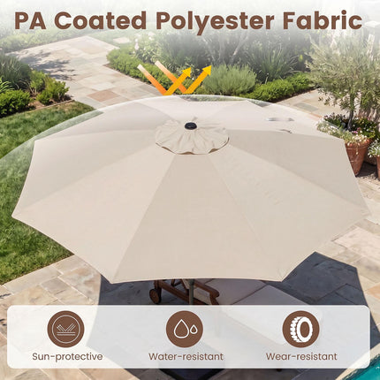 10 FT Beige Patio Umbrella, Scalloped Edge, Tilt Function