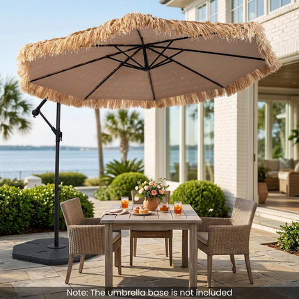 10 FT Brown Cantilever Umbrella with 12 Modes & Crank Lift