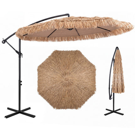 10 FT Brown Cantilever Umbrella with 12 Modes & Crank Lift