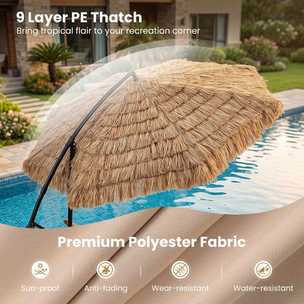 10 FT Brown Cantilever Umbrella with 12 Modes & Crank Lift