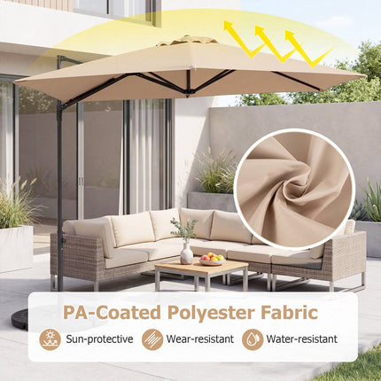 10 Ft Beige Cantilever Patio Umbrella with 360 Rotation