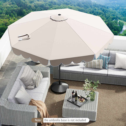 10 Ft Patio Umbrella, Crank Tilt, Vented Canopy, Beige