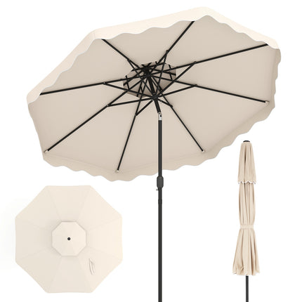 10 Ft Patio Umbrella, Push-Button Tilt, Crank, Beige
