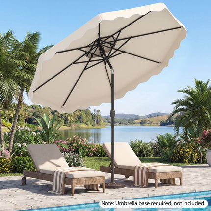 10 Ft Patio Umbrella, Push-Button Tilt, Crank, Beige