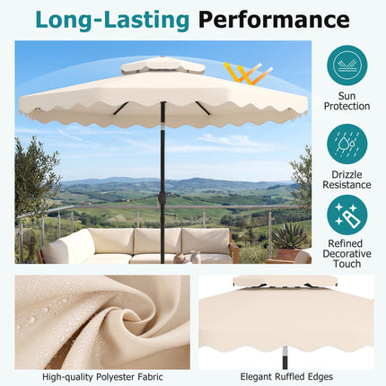 10 Ft Patio Umbrella, Push-Button Tilt, Crank, Beige