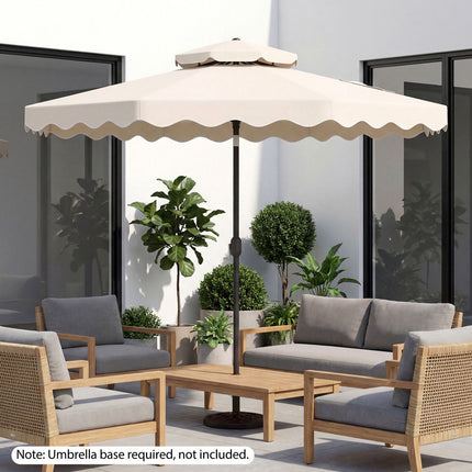 10 Ft Patio Umbrella, Push-Button Tilt, Crank, Beige
