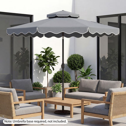 10 Ft Patio Umbrella, Push-Button Tilt, Crank, Gray