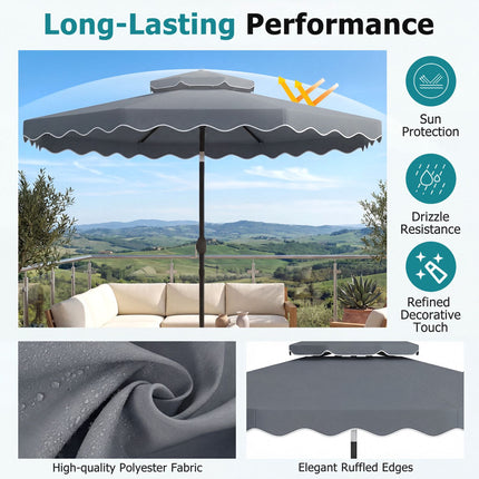 10 Ft Patio Umbrella, Push-Button Tilt, Crank, Gray