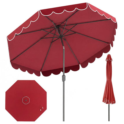 10 Ft Patio Umbrella With Crank and Push-Button Tilt, Red