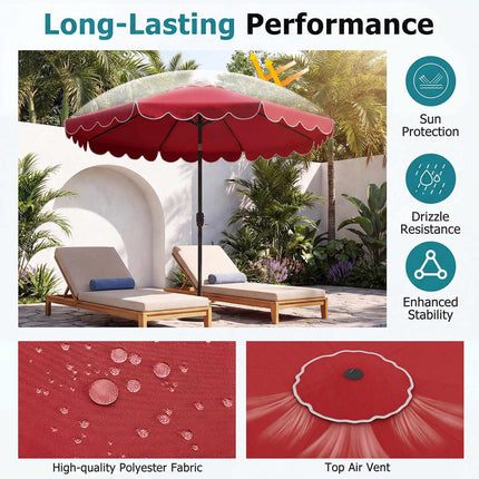10 Ft Patio Umbrella With Crank and Push-Button Tilt, Red