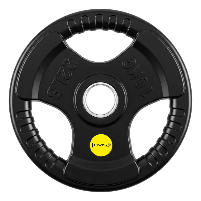 10 Kg Rubber-Coated Olympic Weight Plate, Tri-Grip