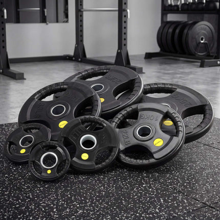 10 Kg Rubber-Coated Olympic Weight Plate, Tri-Grip