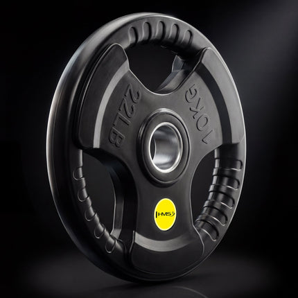 10 Kg Rubber-Coated Olympic Weight Plate, Tri-Grip