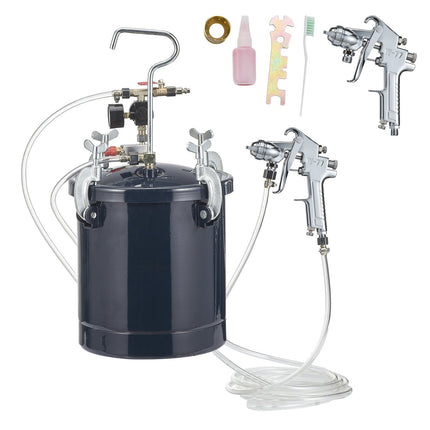 10L Paint Pressure Pot Tank, 60 PSI, 2 Spray Guns