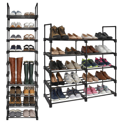 10-Level Shoe Rack, 20 Pairs, 45x30x174 cm, Black