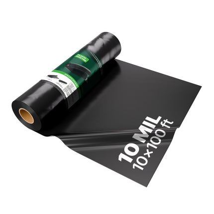 10 Mil Black Plastic Sheeting Roll, 10 Ft x 100 Ft