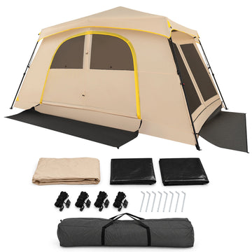 10-Person Instant Cabin Tent with Rainfly, 13x9 ft, Beige